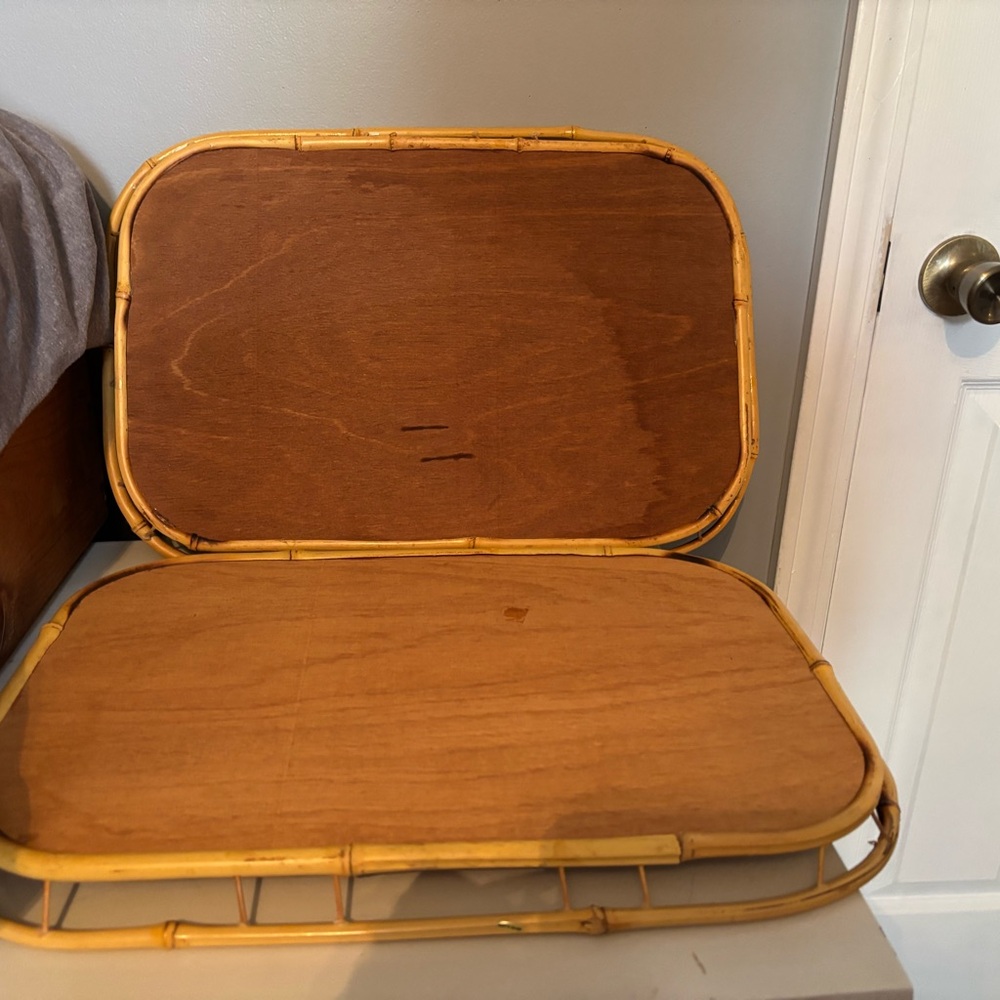 Vintage Bamboo Rattan Wicker
Trays Set of 2 - Picture 2 of 2